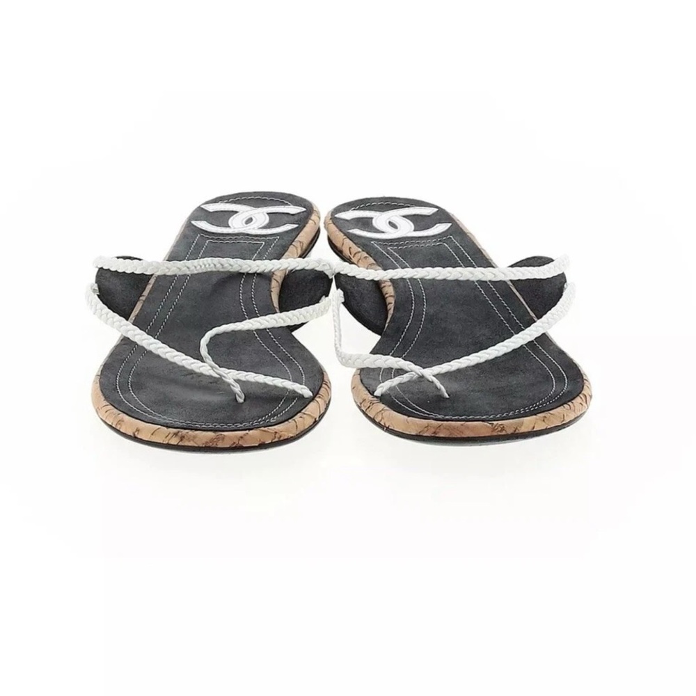 Chanel Women’s Flat Sandals – White / Black – EU 41